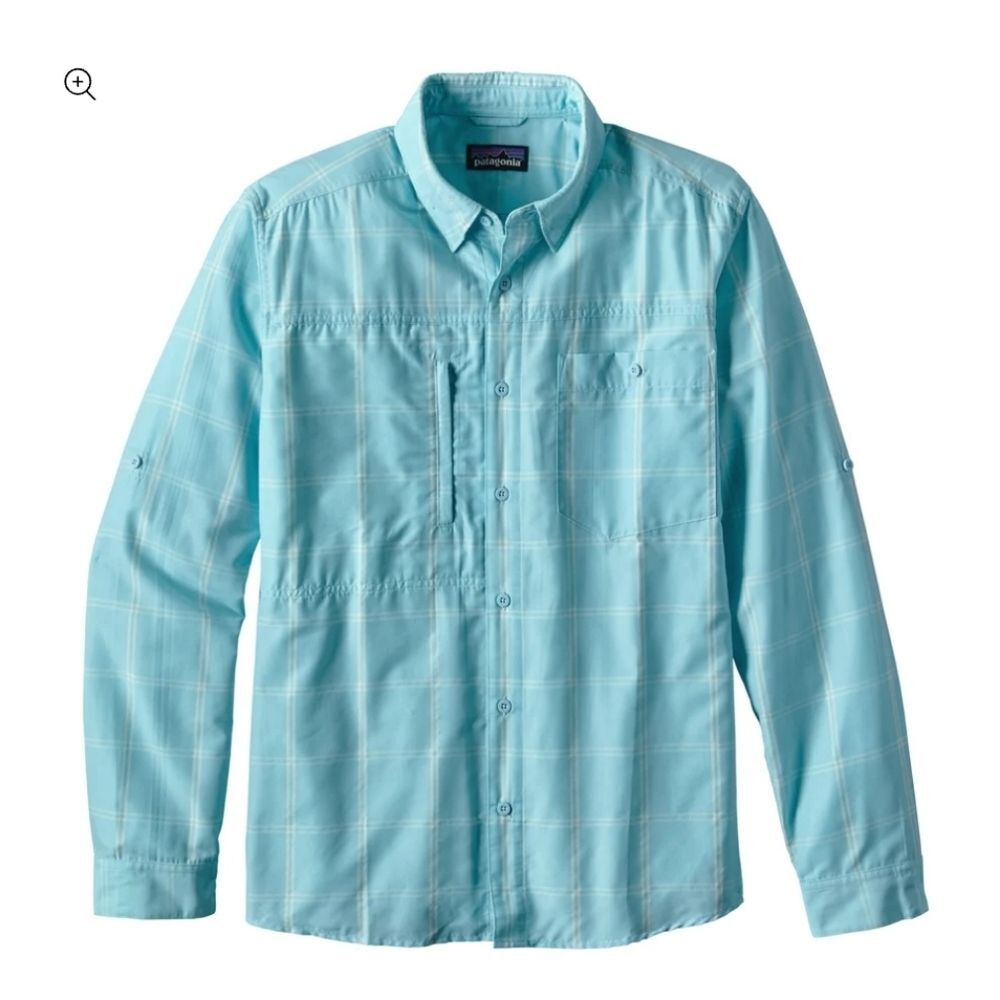 Patagonia Gallegos LongSleeve Button Up Light Blue Plaid Men’s Size XL